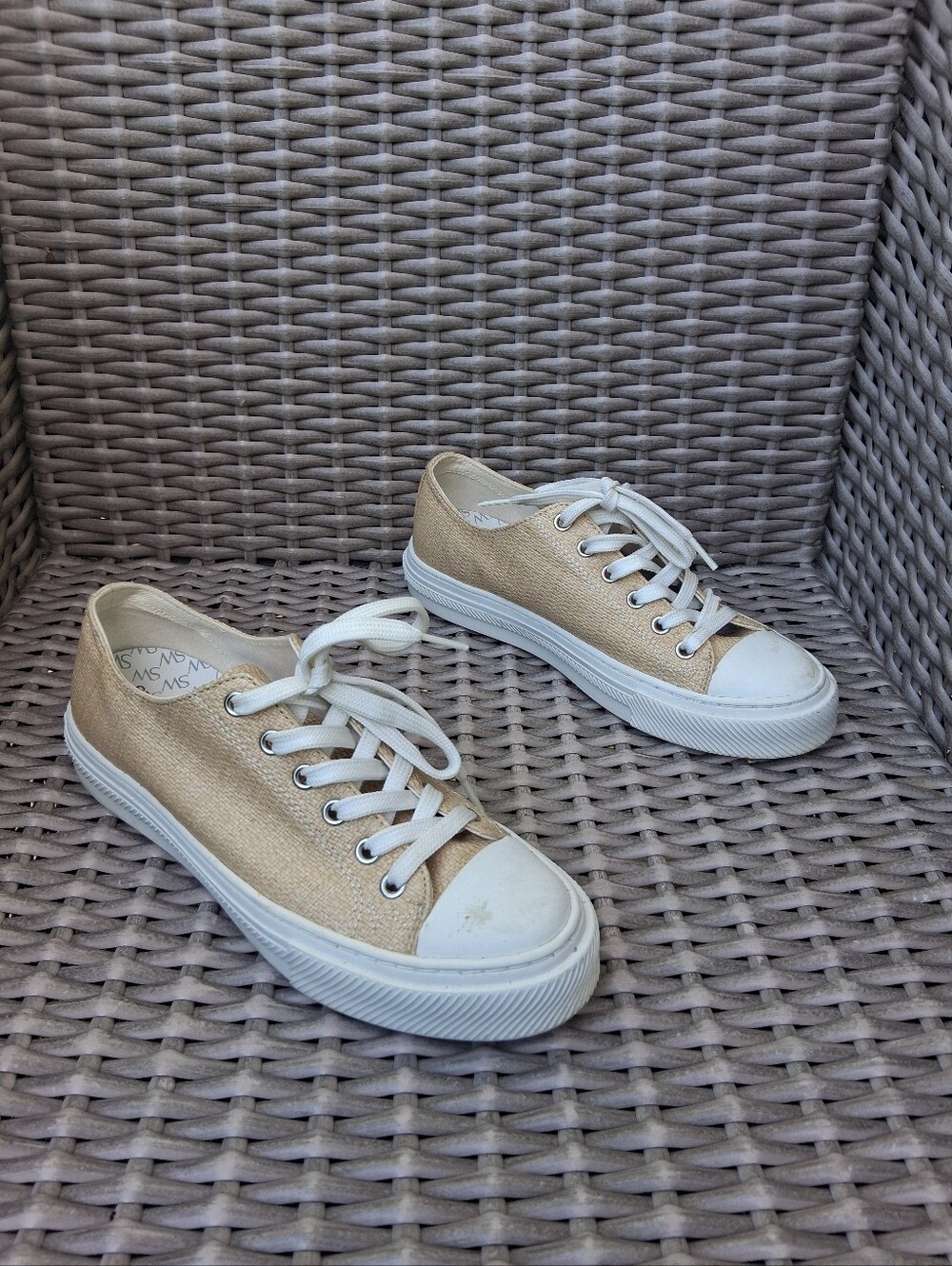 Stuart Weitzman Ollie Natural Raffia Sneakers